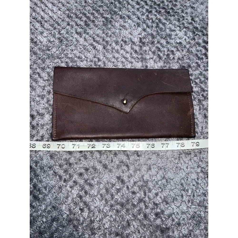 Brown Nobuck Leather Envelope Fold over Wallet Bag